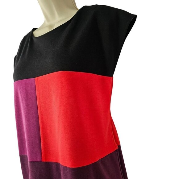 Narciso Rodriguez Shift Dress Color Block Knit Cap Sleeve Hand Pockets Womens S - Picture 3 of 11